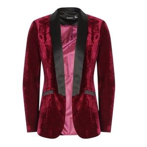 Boohoo Velvet tuxedo Wine